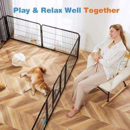 Imagem de Dog Playpen Sweetcrispy Indoor, 8 painéis, 60 cm de altura, metal