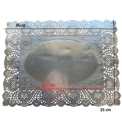 Imagem de Doilies Retangular Prata Toalha Rendada  25x35 40 un