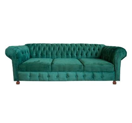 Imagem de Dois Sofás Chesterfield Luiz XV 2,00M Suede Verde Musgo sala de estar/recepção/ barbearia