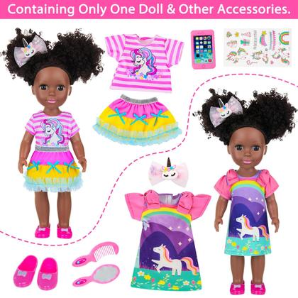 Imagem de Doll Ecore Fun Black de 14 polegadas com roupas e acessórios para meninas