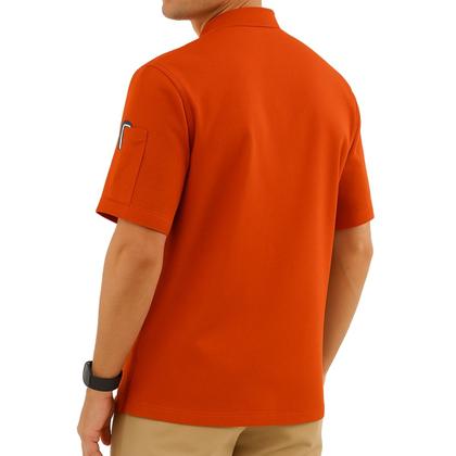 Imagem de Dólmã Para Chef Cozinha Unissex Cor Laranja Uniforme Cozinheiro Manga Curta Restaurante Pizzaria Hamburgueria