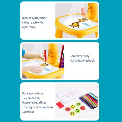 Imagem de Domary Crianças Aprendendo Mesa Trace e Desenhe Projetor Art Drawing Board Projeção Traço Pintura Mesa Brinquedo Present