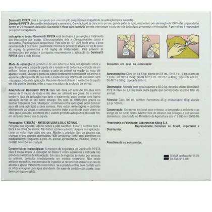 Dominal pipeta para cães 10,1 a 25kg 2,5ml vermelho 3 unid. kit com 4 cxs prevenção de pulgas e carrapatos - Konig Imagem de Dominal pipeta para cães 10,1 a 25kg 2,5ml vermelho 3 unid. kit com 4 cxs prevenção de pulgas e carrapatos