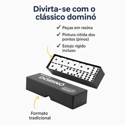 Imagem de Dominó 28 Peças Resina Pesado Profissional Estojo Preto