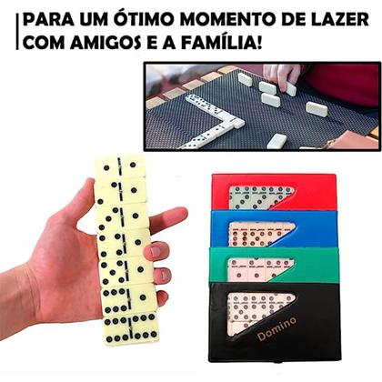Imagem de Dominó De Osso Jogo Profissional Estojo Com 28 Peças Azul