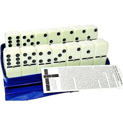 Imagem de Dominó De Osso Jogo Profissional Estojo Com 28 Peças Azul