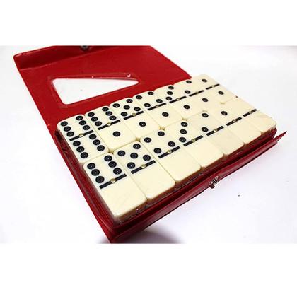 Imagem de Dominó De Osso Jogo Profissional Estojo Com 28 Peças