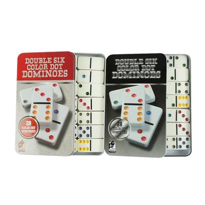 Imagem de Dominó De Osso Profissional Colorido Jogo Estojo 28 Peças