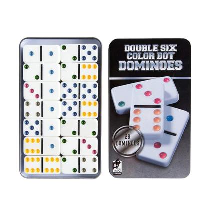 Imagem de Dominó De Osso Profissional Colorido Jogo Estojo 28 Peças