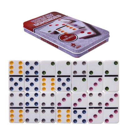 Imagem de Dominó De Osso Profissional Colorido Jogo Estojo 28 Peças