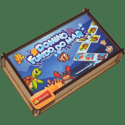 Imagem de Dominó Divertido Fundo Do Mar 28 Peças Madeira Com Caixa