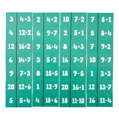Imagem de Dominó Educativo 4 Operações Matemáticas Jogo Pedagógico Adição Subtração Multiplicação Divisão Madeira Carlu 7 anos
