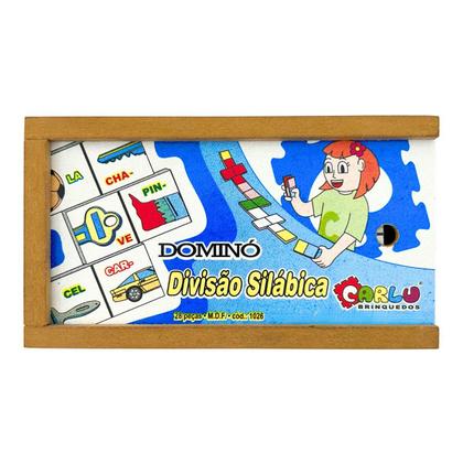 Imagem de Dominó Educativo Divisão Silábica Jogo Pedagógico Alfabetização de Madeira Carlu
