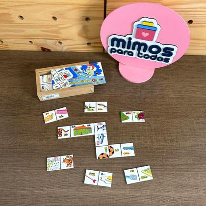 Imagem de Dominó Educativo Divisão Silábica Jogo Pedagógico Alfabetização de Madeira Carlu