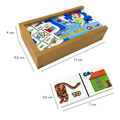 Imagem de Dominó Educativo Divisão Silábica Jogo Pedagógico Alfabetização de Madeira Carlu