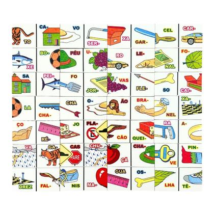 Imagem de Dominó Educativo Divisão Silábica Jogo Pedagógico Alfabetização de Madeira Carlu