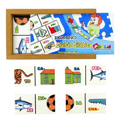 Imagem de Dominó Educativo Divisão Silábica Jogo Pedagógico Alfabetização de Madeira Carlu