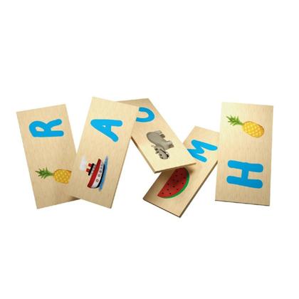 Imagem de Dominó Educativo Pedagógico Figuras Letras 28 peças Madeira