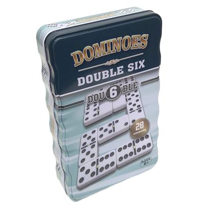 Imagem de Dominó Grosso 2 Faces Profissional Osso Lata Com 28 Peças