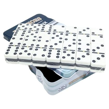 Imagem de Dominó Grosso 2 Faces Profissional Osso Lata Com 28 Peças