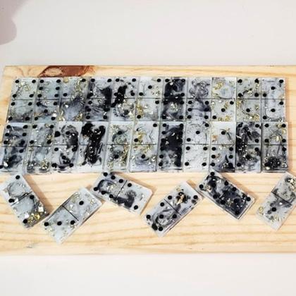 Imagem de Dominó Marmorizado com Folhas de Ouro - 28 Peças