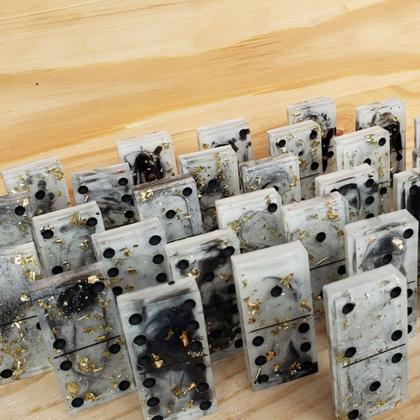 Imagem de Dominó Marmorizado com Folhas de Ouro - 28 Peças