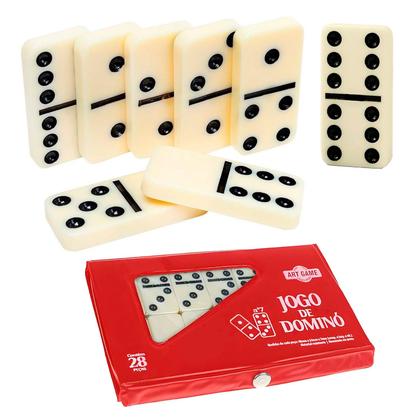 Imagem de Domino Profissional Em Plastico Grosso 7mm No Estojo Resistente 28 Peças Art Brink
