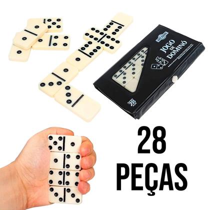 Imagem de Domino Profissional Em Plastico Grosso 7mm No Estojo Resistente 28 Peças Art Brink