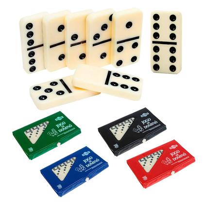 Imagem de Domino Profissional Em Plastico Grosso 7mm No Estojo Resistente 28 Peças Art Brink