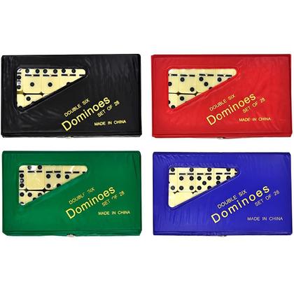 Imagem de Dominó Profissional Osso 28 Peças Estojo Vermelho 10Mm