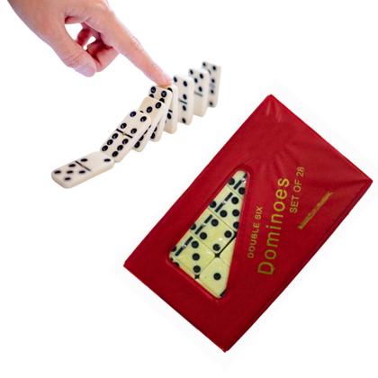 Imagem de Dominó Profissional Osso Estojo 28 Peças Double Six Jogo 10mm Vermelho