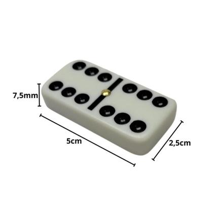 Imagem de Dominó Profissional Osso Estojo 28 Peças Double Six Jogo 10mm Vermelho