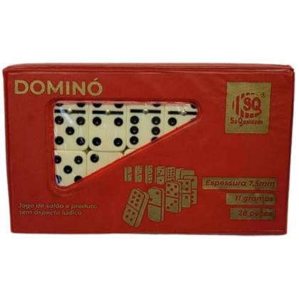 Imagem de Dominó Profissional Osso Estojo 28 Peças Double Six Jogo 10mm Vermelho