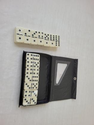 Imagem de Dominó Profissional Osso Estojo 28 Peças Double Six Jogo 8mm Preto