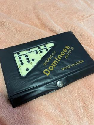 Imagem de Dominó Profissional Osso Estojo 28 Peças Double Six Jogo 8mm Preto
