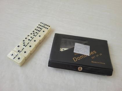 Imagem de Dominó Profissional Osso Estojo 28 Peças Double Six Jogo 8mm Preto