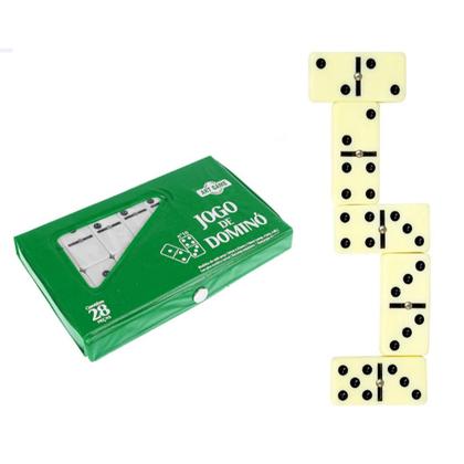Imagem de Dominó Profissional Osso Estojo 28 Peças Double Six Jogo 8mm Verde