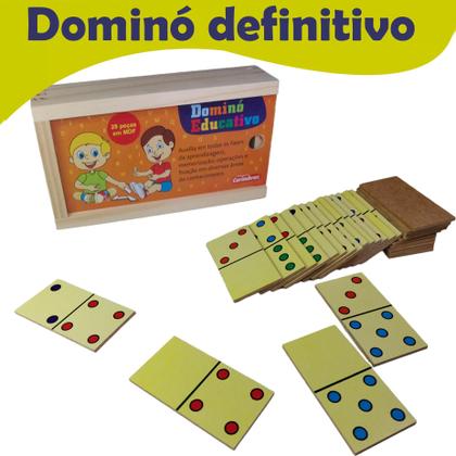 Imagem de Dominó tradicional educativo madeira 28 peças caixa c tampa