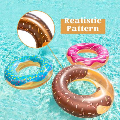 Imagem de Donut Pool Float inflável JOYIN 32,5" para adultos e crianças (pacote com 3)