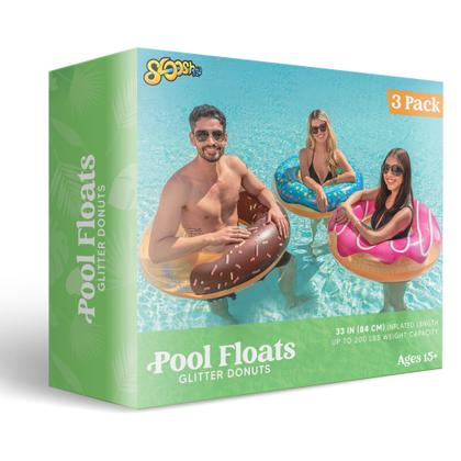 Imagem de Donut Pool Float inflável JOYIN 32,5" para adultos e crianças (pacote com 3)