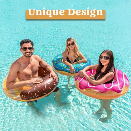 Imagem de Donut Pool Float inflável JOYIN 32,5" para adultos e crianças (pacote com 3)
