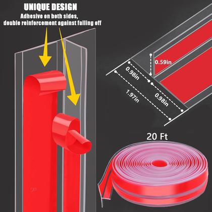 Imagem de Door Draft Stopper Upgrade Silicone transparente em forma de T 6m
