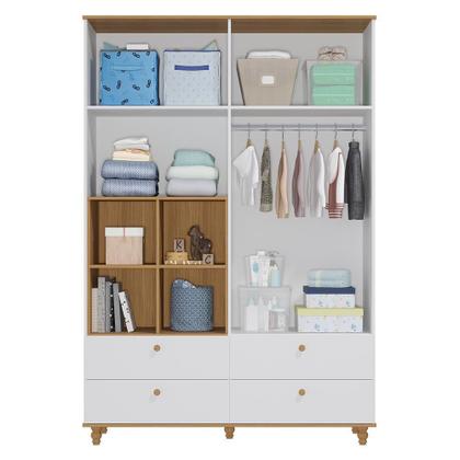 Imagem de Dormitório Casinha Guarda Roupa, Cômoda 1 Porta e Berço Mimo com Colchão Physical - Permóbili Baby