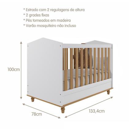 Imagem de Dormitório Casinha Guarda Roupa, Cômoda 1 Porta e Berço Mimo com Colchão Physical - Permóbili Baby