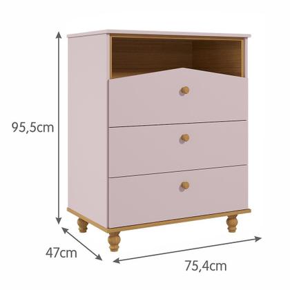 Imagem de Dormitório Casinha Guarda Roupa, Cômoda 3 Gavetas e Berço Mimo com Colchão Physical - Permóbili Baby