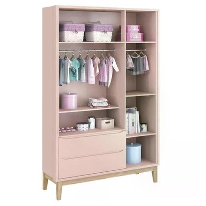 Imagem de Dormitório Classic 3 Portas Rosa com Pés Madeira Natural - Reller Móveis