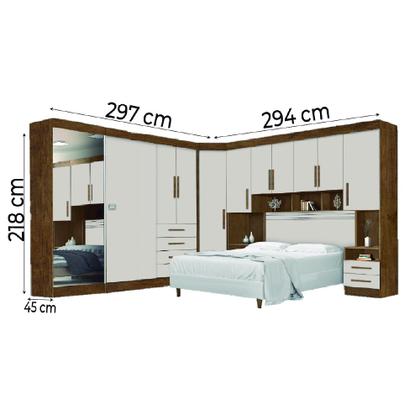 Imagem de Dormitório Completo Georgia J&A Jequitibá / Off White Para Cama Box 1,38m Casal