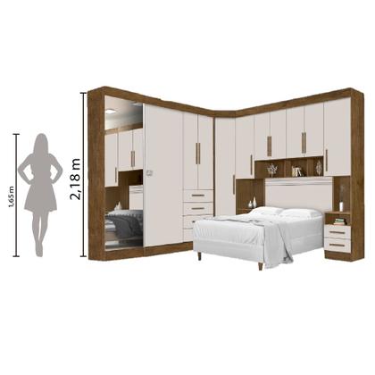 Imagem de Dormitório Completo Georgia J&A Jequitibá / Off White Para Cama Box 1,38m Casal