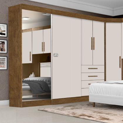 Imagem de Dormitório Completo Georgia J&A Jequitibá / Off White Para Cama Box 1,38m Casal