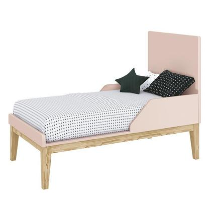 Imagem de Dormitório Completo Infantil Classic 3 Portas, Cômoda 6 Gavetas e Berço Rosa Fosco com Pés Madeira Natural - Reller Móveis